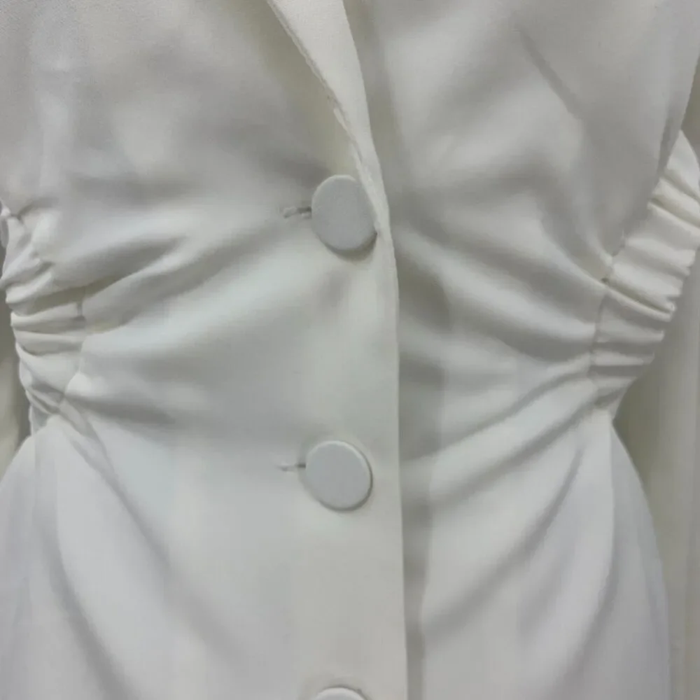 Fashion Nova Mini Dress Womens S Small Off White Serious Business Blazer V Neck